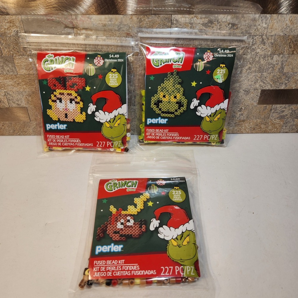Perler The Grinch Christmas 2024 Fused Bead Kit Set of 3 Max Cindy Lou Who NEW